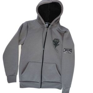 Crooks & Castles Sherpa Lined Full Zip Grey Hooded Jacket Sz XS